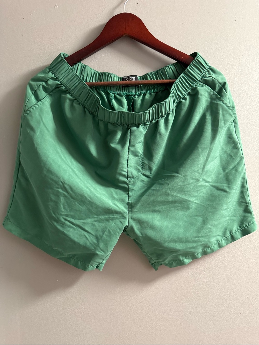 Men's Green Elastic-Waist Casual Shorts